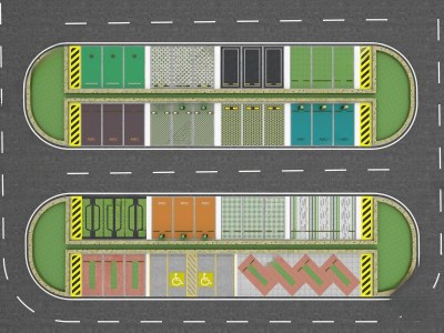 现代户外停车场3D模型下载